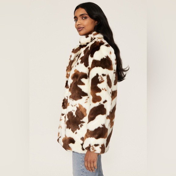 BLANKNYC cow print faux fur jacket size S - Picture 4 of 16